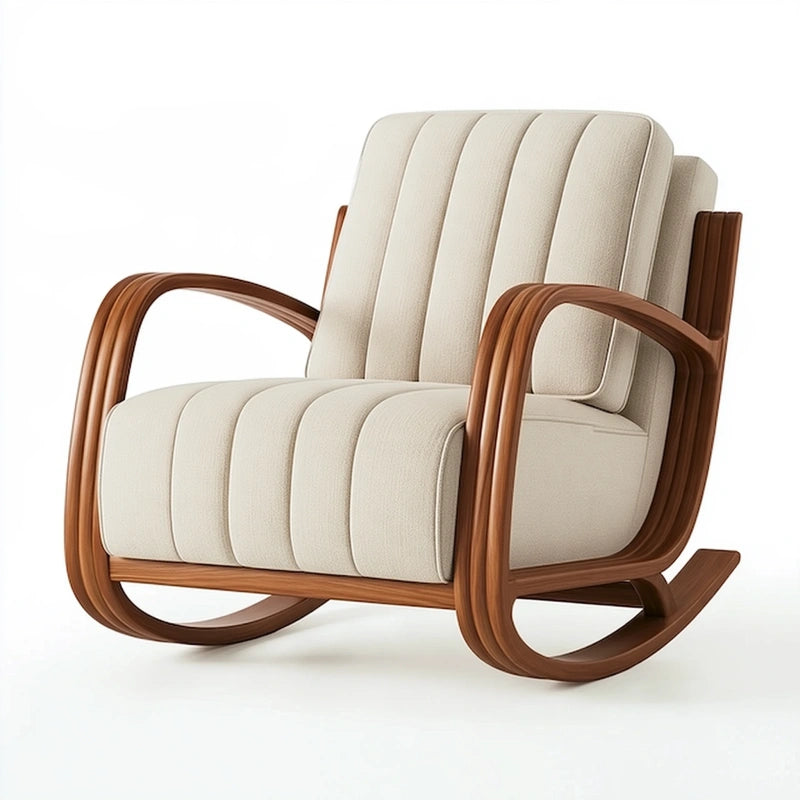 Schaukelstuhl 75 x 95 x 98 cm Creme/Braun mit Textilbezug und Holzgestell
