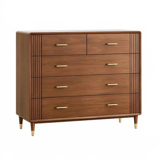 Kommode 120 x 45 x 110 cm aus Holz in Nussbraun - Mid-Century Stauraum