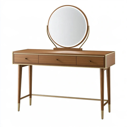 Schminktisch 120 x 45 x 145 cm Holz Braun mit Spiegel und drei Schubladen