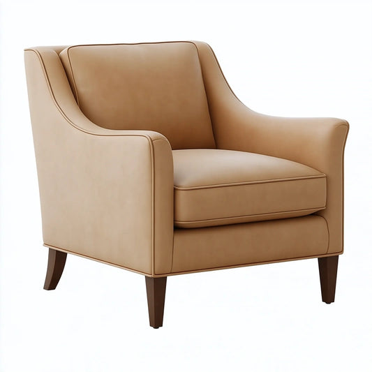 Sessel 85 x 90 x 88 cm in Camelbraun Kunstleder mit gepolsterter Sitzfläche im klassischen Stil