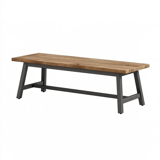 Sitzbank 180 x 40 x 45 cm Holz Braun Metall Schwarz Industriestil