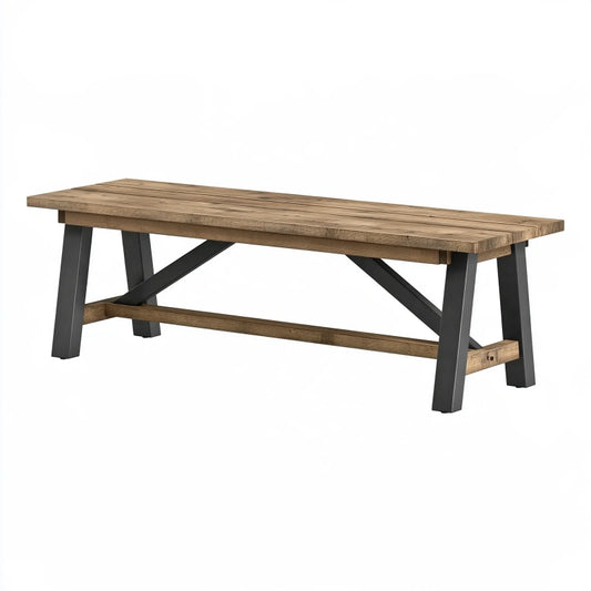 Sitzbank 180 x 40 x 45 cm aus Holz und Metall in Braun Schwarz im Industrie Stil