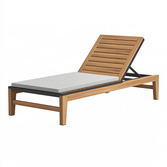 Gartenliege 200 x 70 cm aus Holz in Naturbraun mit verstellbarer Rückenlehne