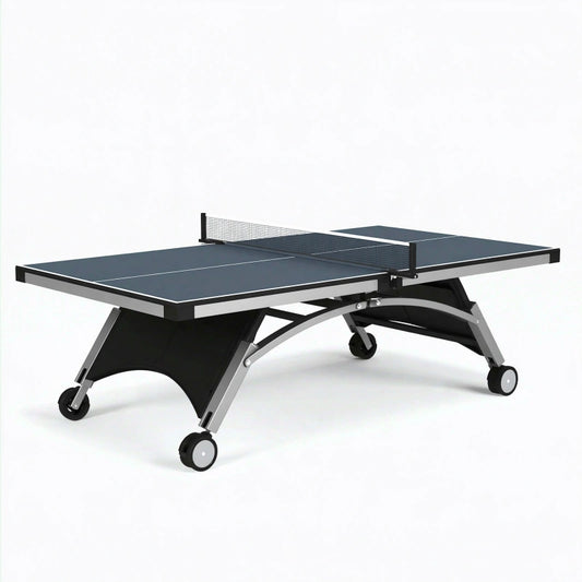 Tischtennistisch 274 x 153 x 76 cm Stahl und Holzwerkstoff Blau klappbar mit Rollen