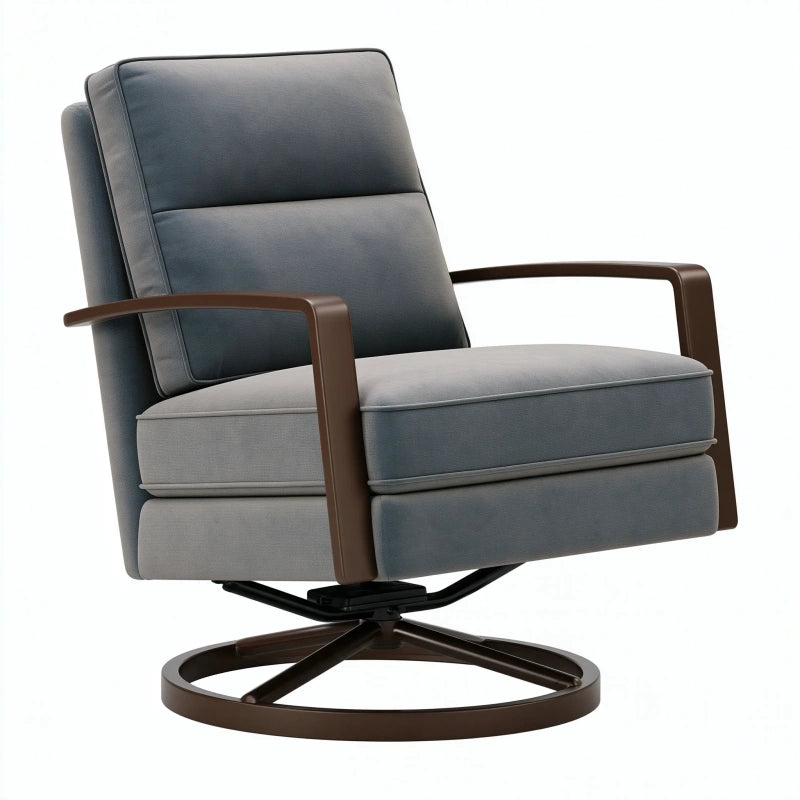 Drehsessel 80 x 85 x 95 cm in Grau mit Stoffbezug und Metallgestell für Wohnzimmer