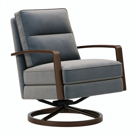 Drehsessel 80 x 85 x 95 cm in Grau mit Stoffbezug und Metallgestell für Wohnzimmer